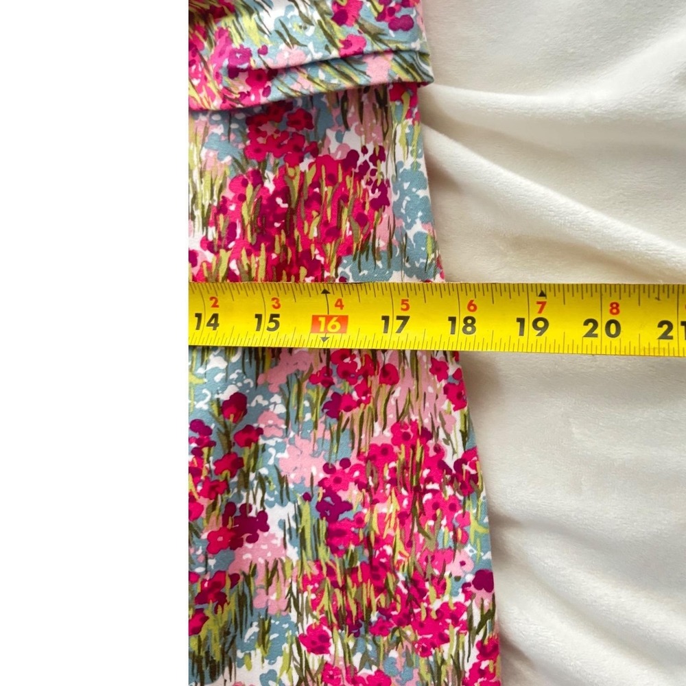Sag Harbor Dress Womens 10 Pink Blue Floral Fit Flare Cotton Stretch Sleeveless - Picture 10 of 13
